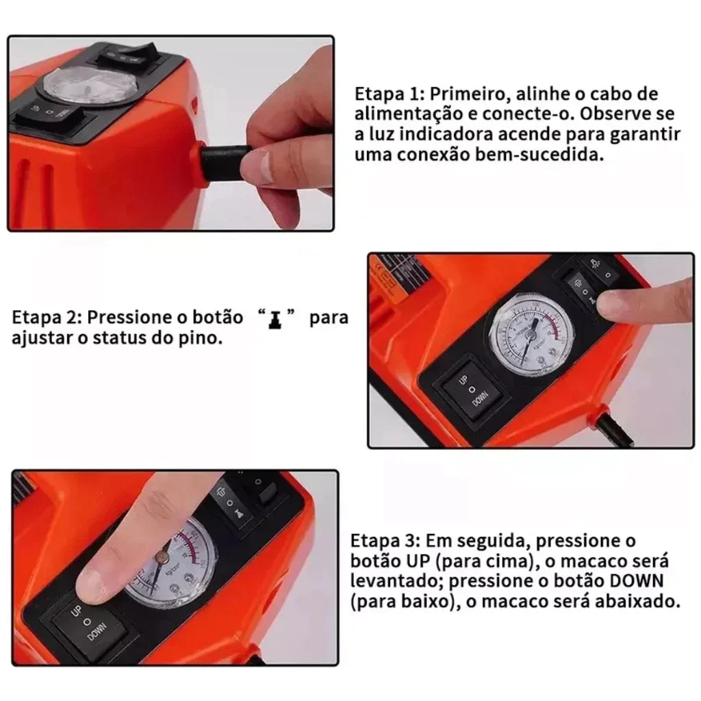 (KIT DE EMERGÊNCIA) Macaco Hidráulico Elétrico 5 em 1